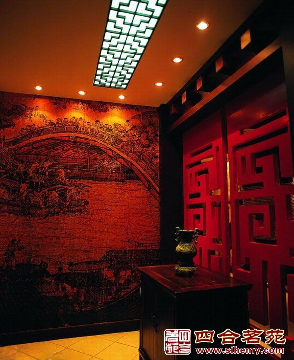 红色的中式茶楼